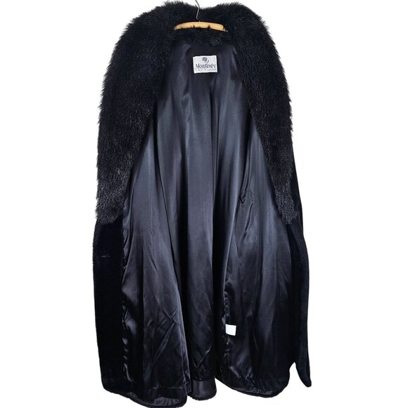 Vintage Monterey Fashions Full Length Faux Fur Coat 2X Black Mobwife Made in USA - Picture 5 of 13